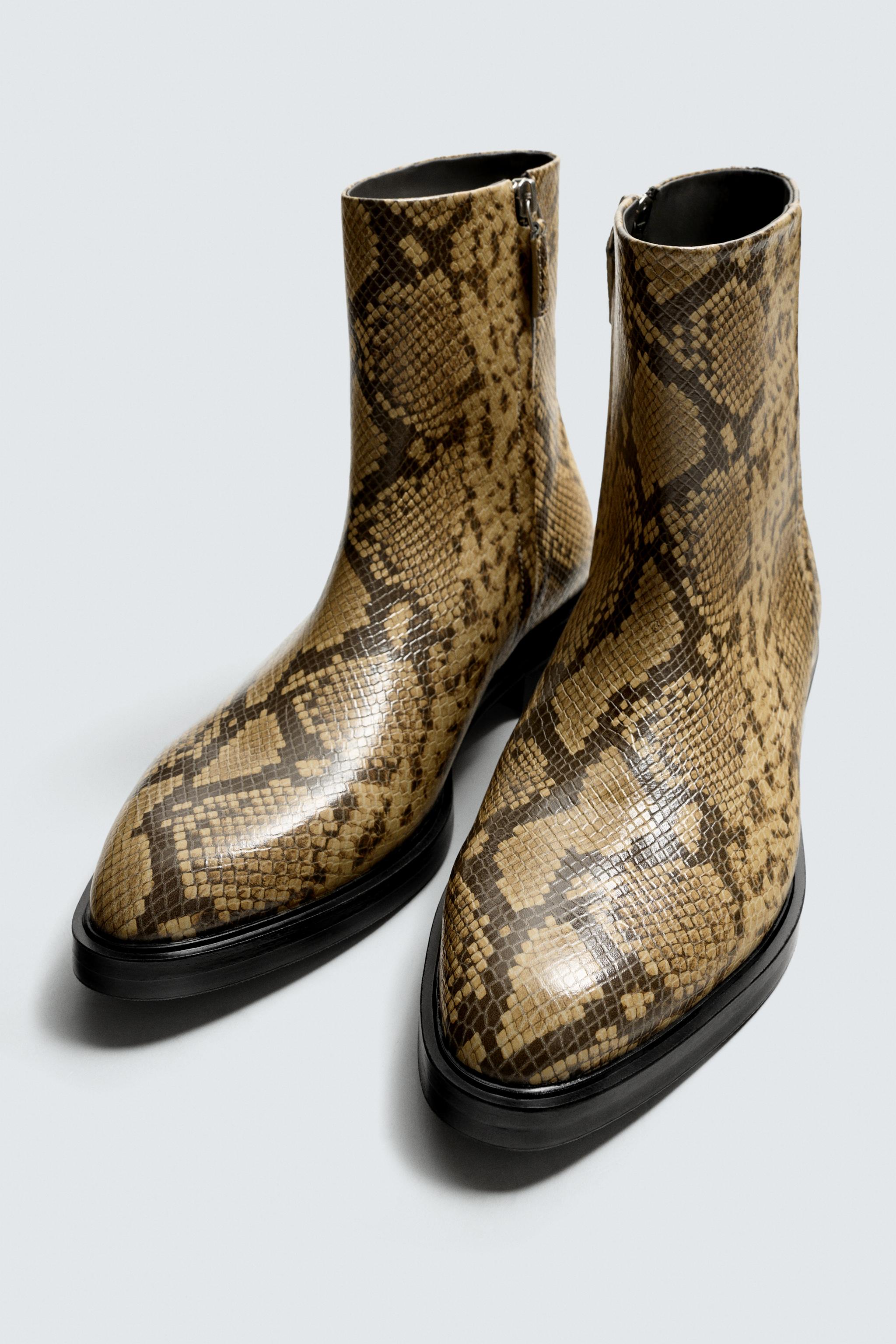 ANIMAL PRINT LEATHER BOOTS